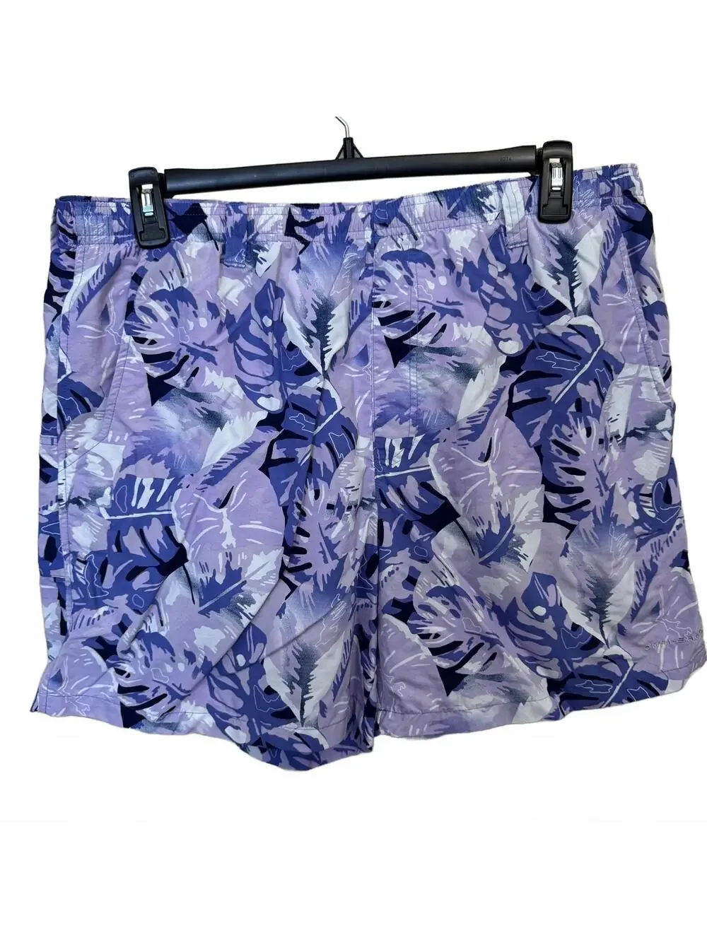 Columbia PFG Mens XL Swim Trunks Purple Tropical Leaf Fishing Shorts PFG Vacay